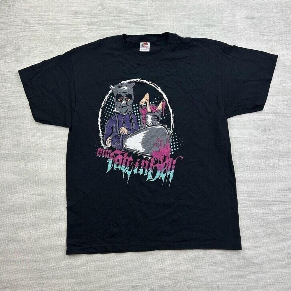 Vintage Y2K Our Fate In Hell Shirt Adult Small Black Metal Music Cyber Chainsaw‎